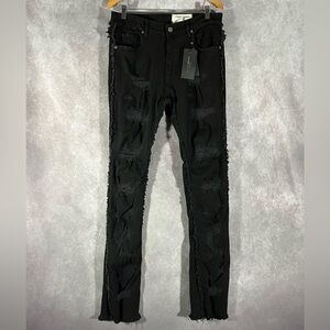 FWRD DENIM Men's Stacked Crossover Raw Edge Comfortable Denim Jeans FW330216A